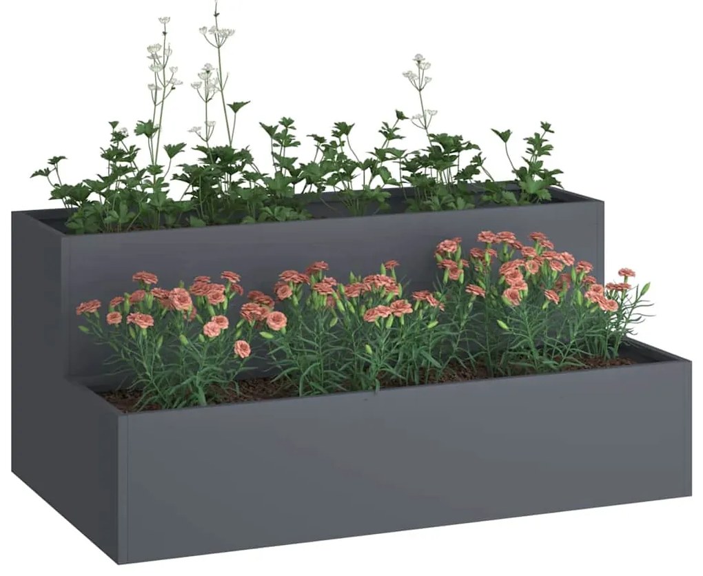 Jardineira 2 Níveis 100x60x45 cm Plástico Antracite