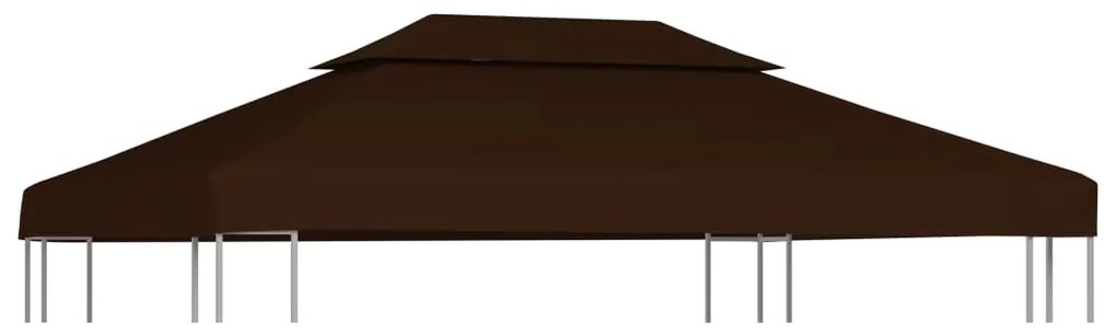 vidaXL Cobertura gazebo c/ 2 camadas 310 g/m² 4x3 m castanho