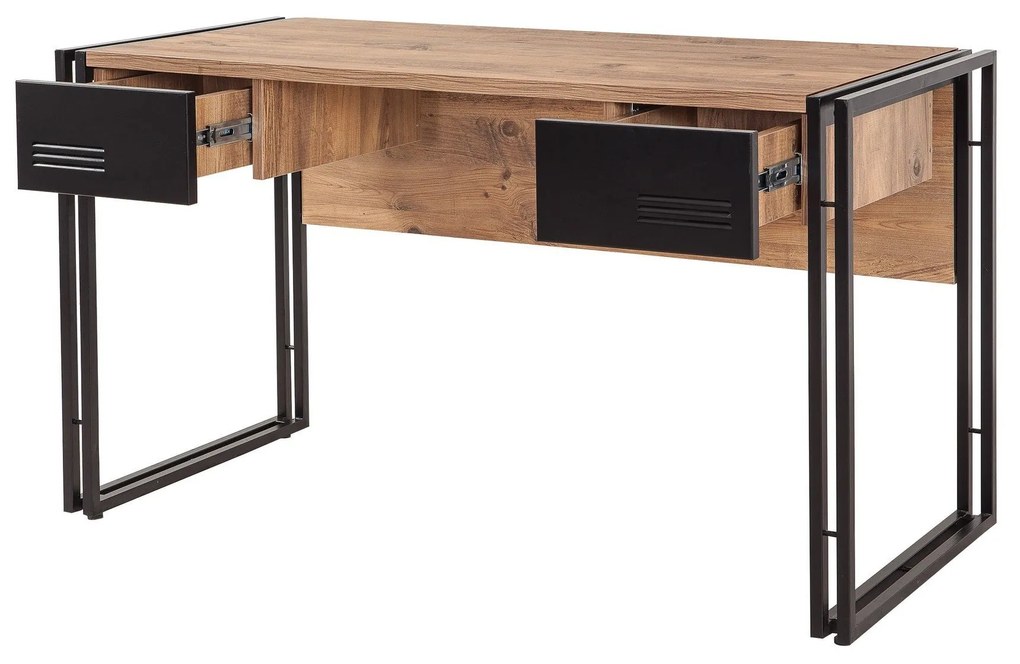 Secretária Cosmo – Pinho Atlântico Preto – 139x75x60 cm