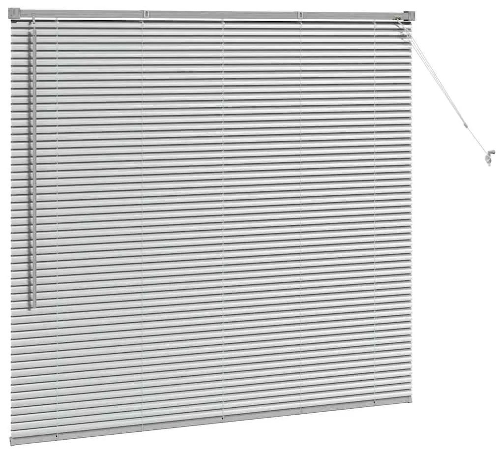 Persiana de Janela com cortinas Manual Prata 80 x 130 cm Alumínio
