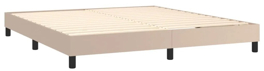 Cama box spring c/colchão/LED 180x200cm couro artif. cappuccino