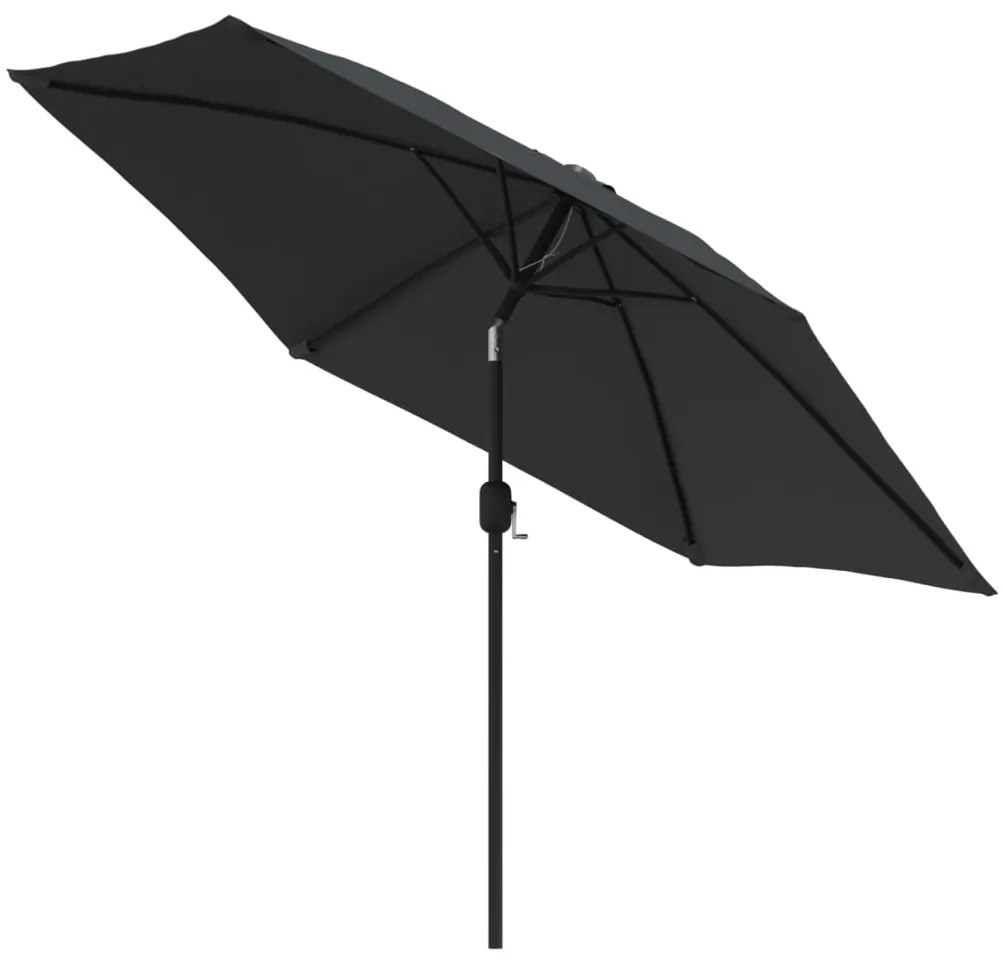 Guarda-sol exterior com luzes LED e poste aço 300 cm antracite