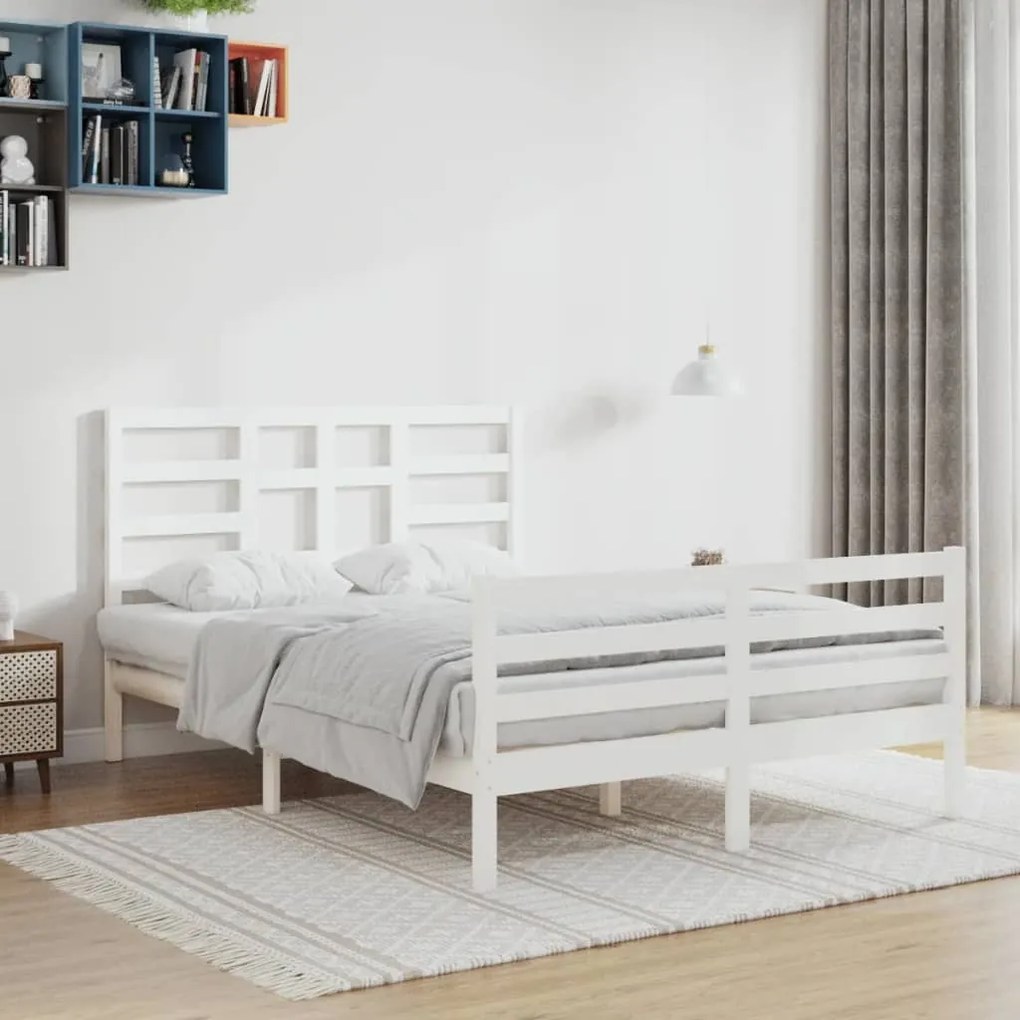 3105856 vidaXL Estrutura de cama 120x200 cm madeira maciça branco