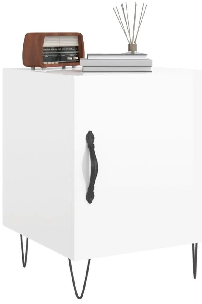 Mesa cabeceira 2pcs 40x40x50cm deriv. madeira branco brilhante