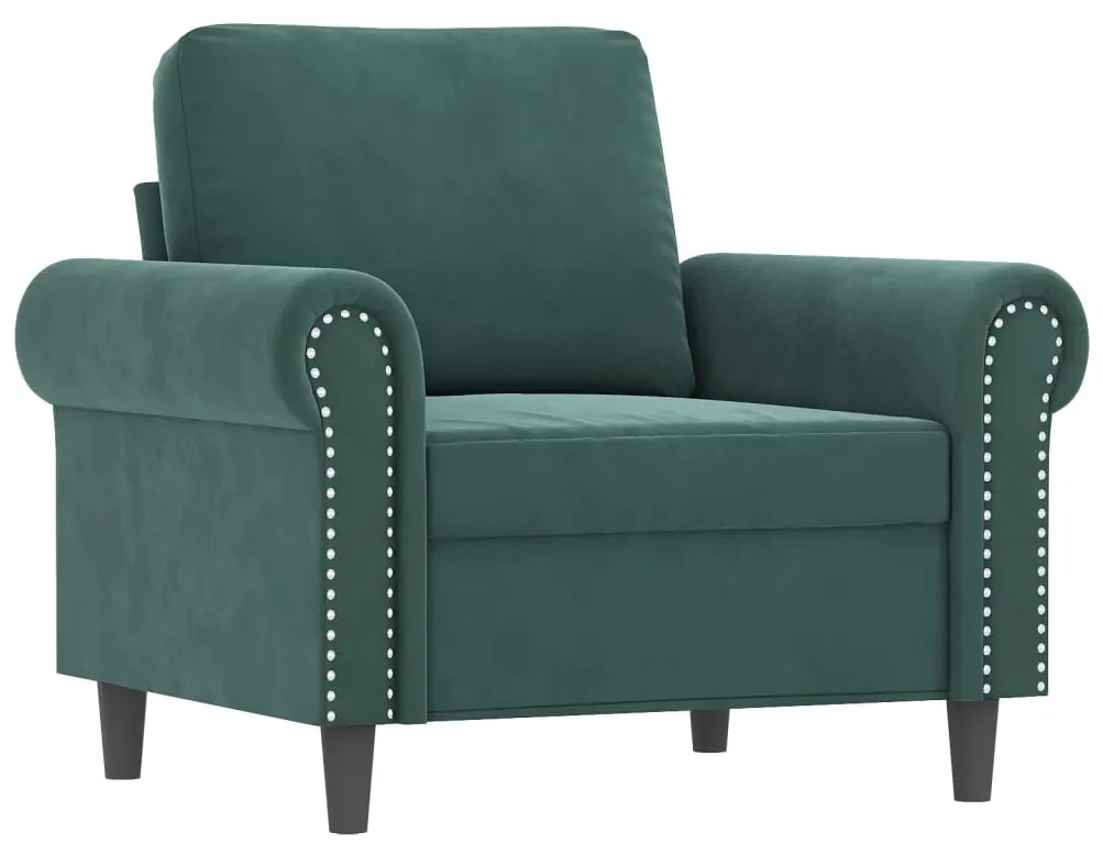 4 pcs conjunto de sofás com almofadas veludo verde-escuro