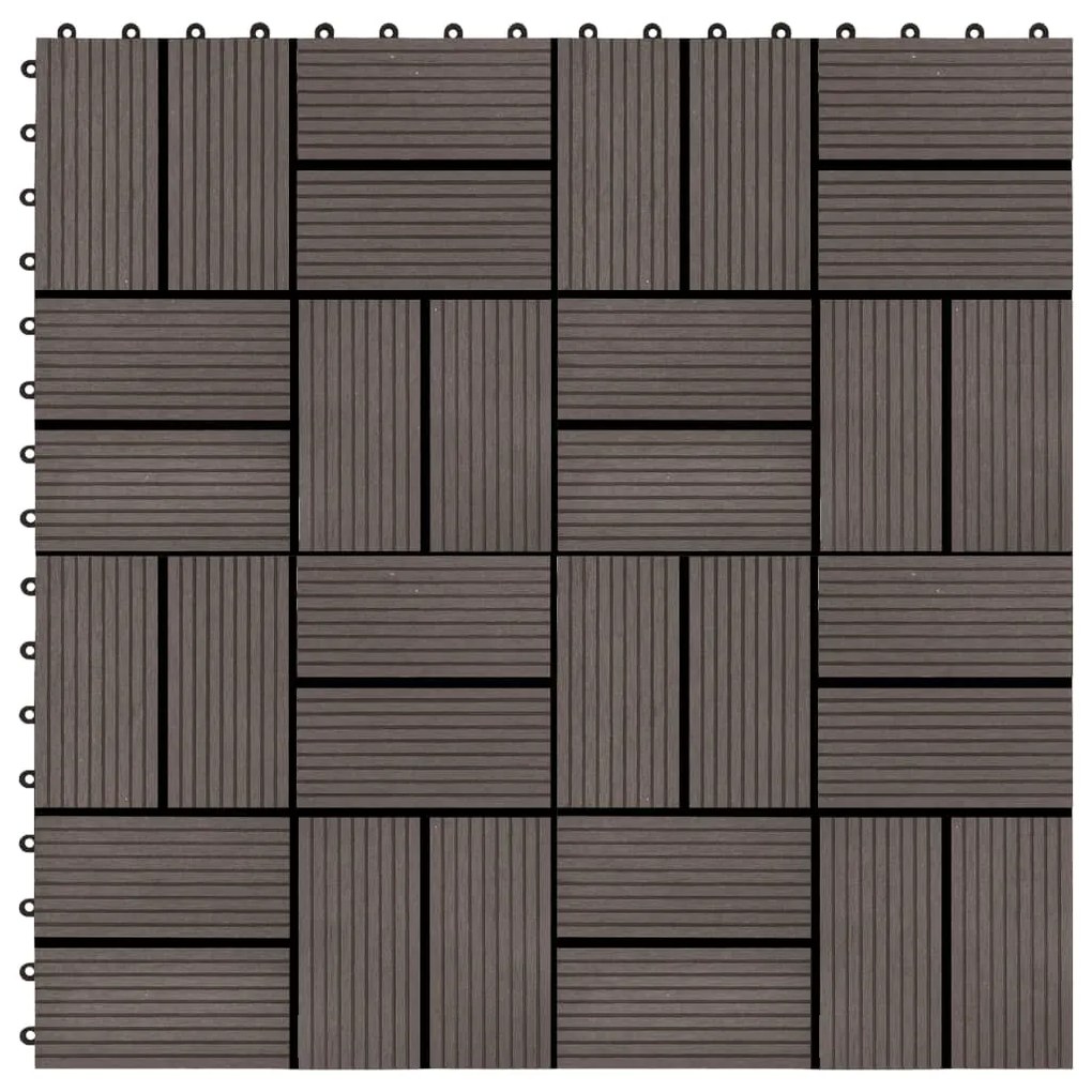 45033 vidaXL Ladrilhos de pavimento 11 pcs WPC 1m² 30x30 cm castanho escuro