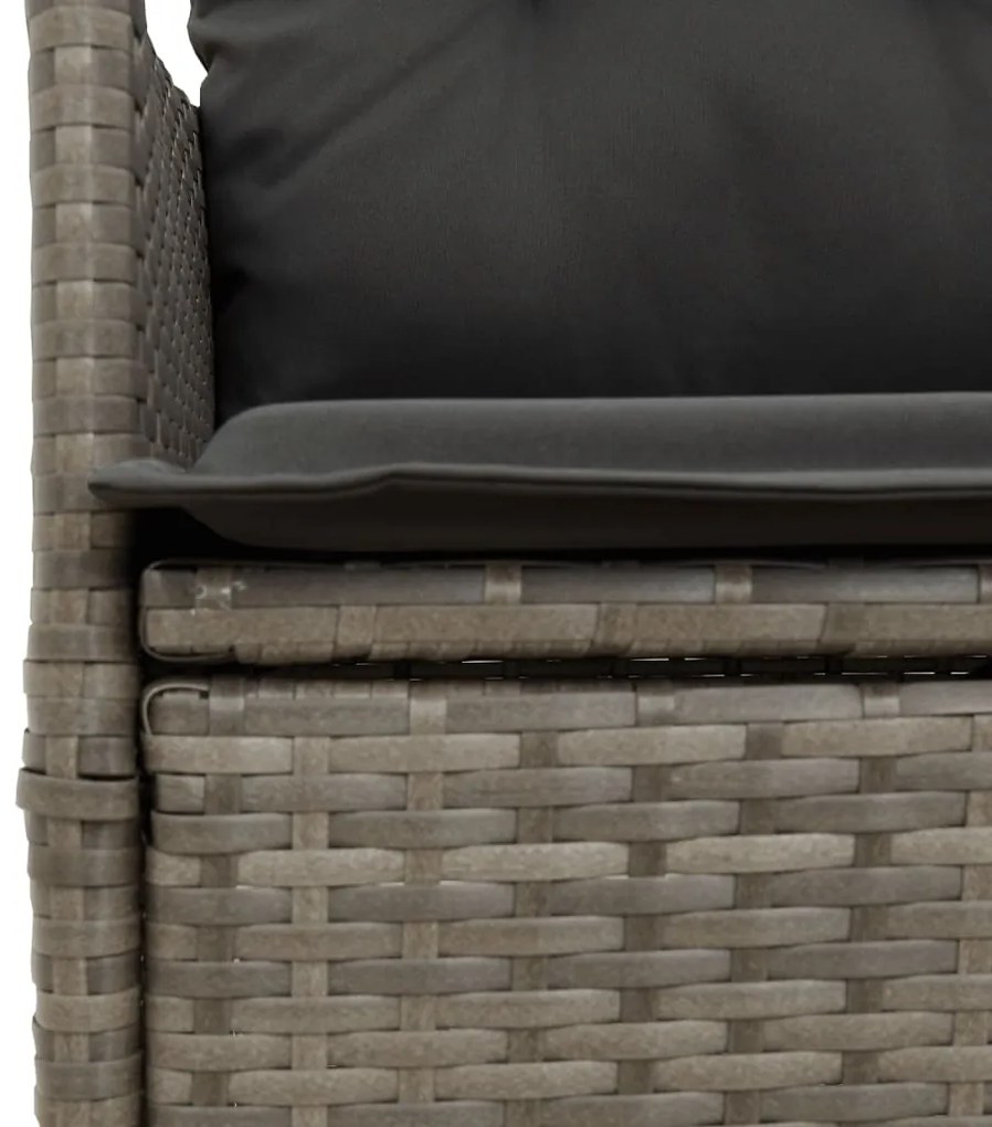 5 pcs conjunto de jantar p/ jardim c/ almofadões vime PE cinza