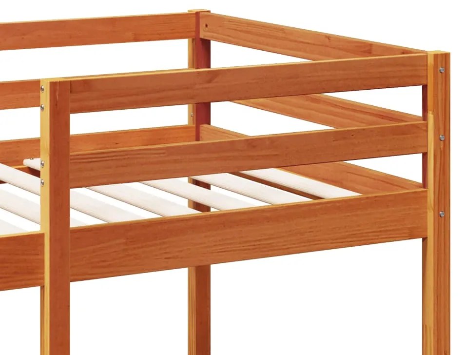 Cama alta sem colchão 90x190 cm pinho maciço castanho-mel