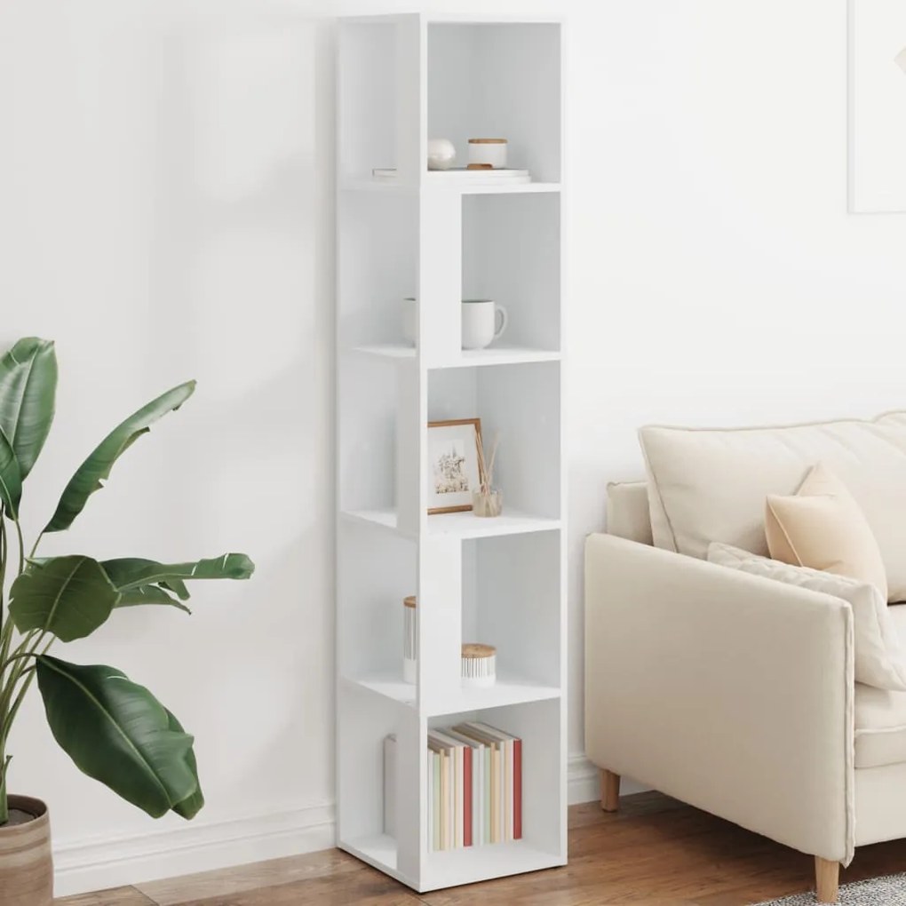 809044 vidaXL Armário de canto 33x33x164,5 cm contraplacado branco
