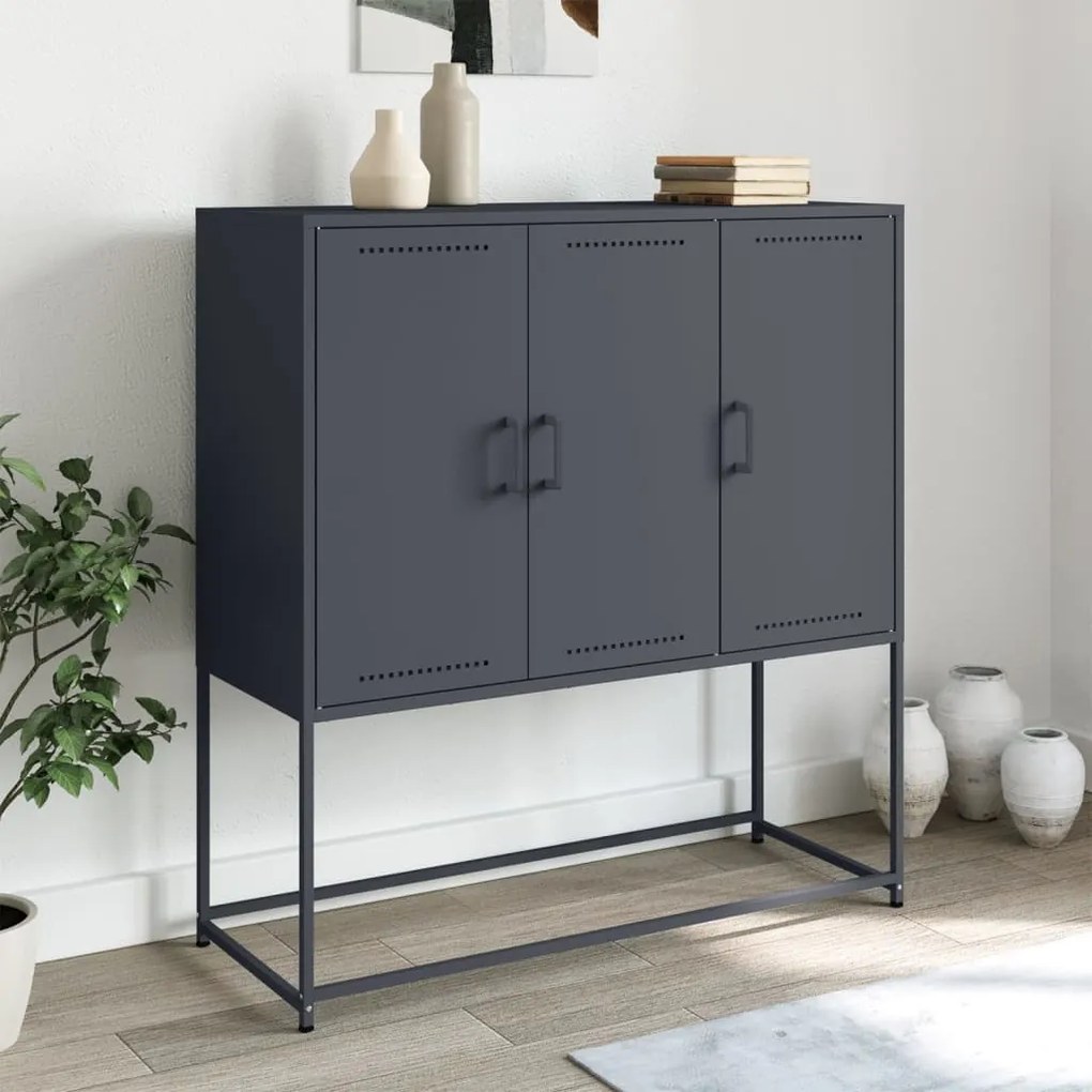 vidaXL Aparador alto 100,5x39x107 cm aço antracite