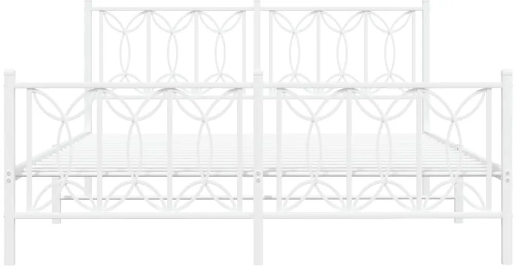Estrutura de cama com cabeceira e pés 150x200 cm metal branco