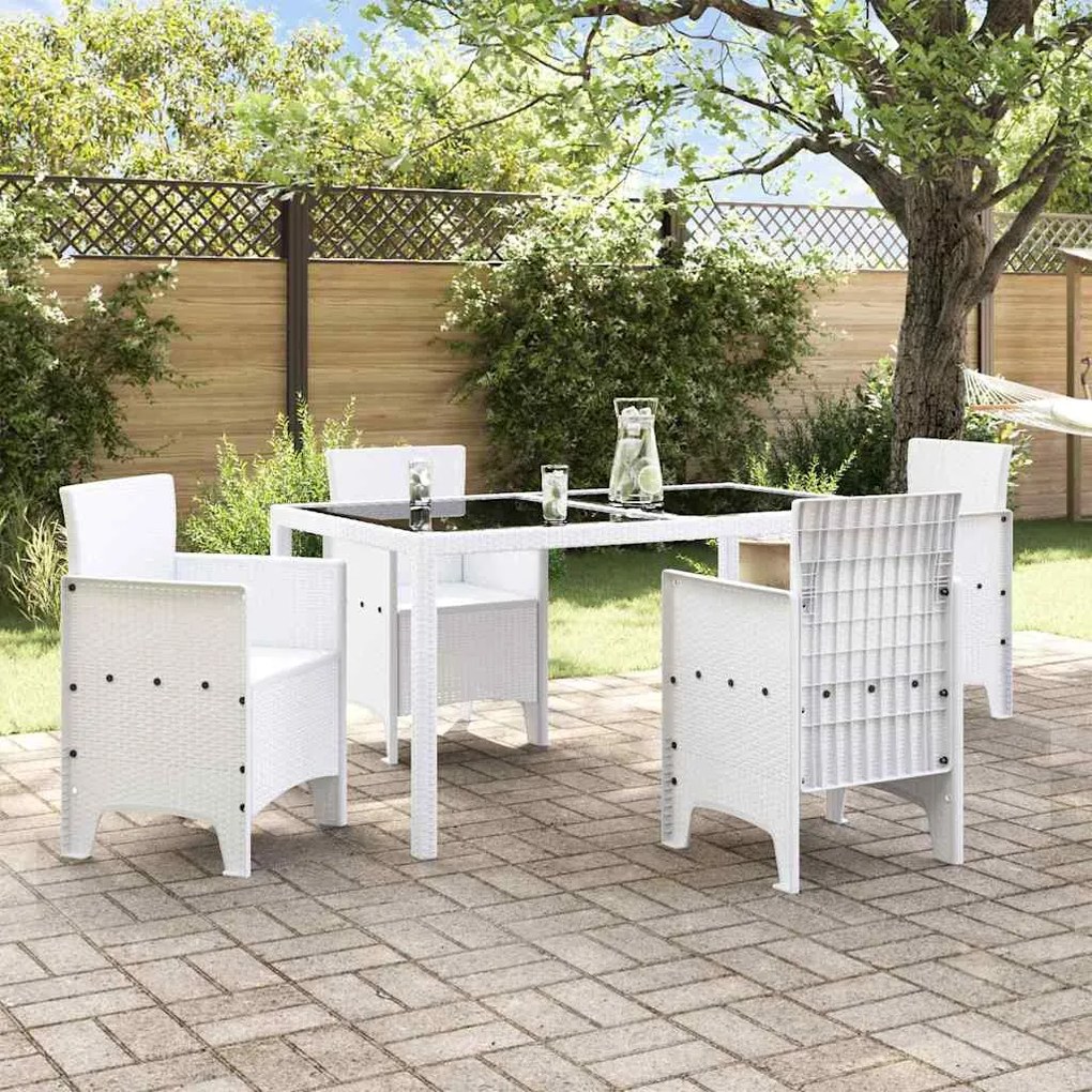 Cadeiras de Jardim 4 pcs Branco Padrão Ratan PE