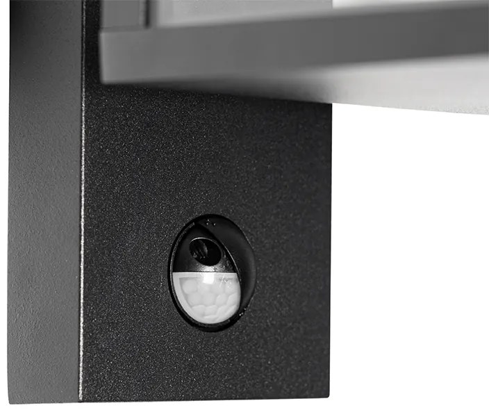 Lanterna de parede exterior preta com sensor de movimento IP44 - Charlois Industrial