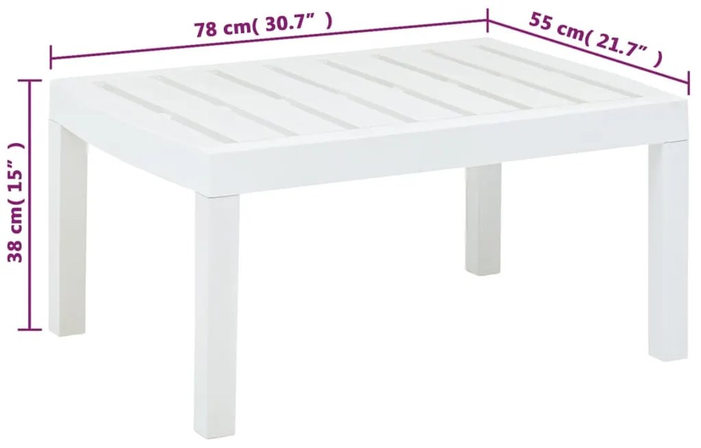 Mesa de jardim 78x55x38 cm plástico branco