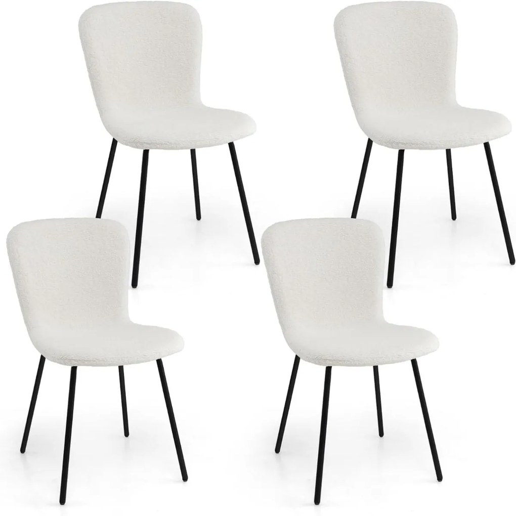 Conjunto de 4 cadeiras jantar modernas estofadas com encosto e pernas de metal para sala de estar e jantar 47 x 58 x 86 cm Bege
