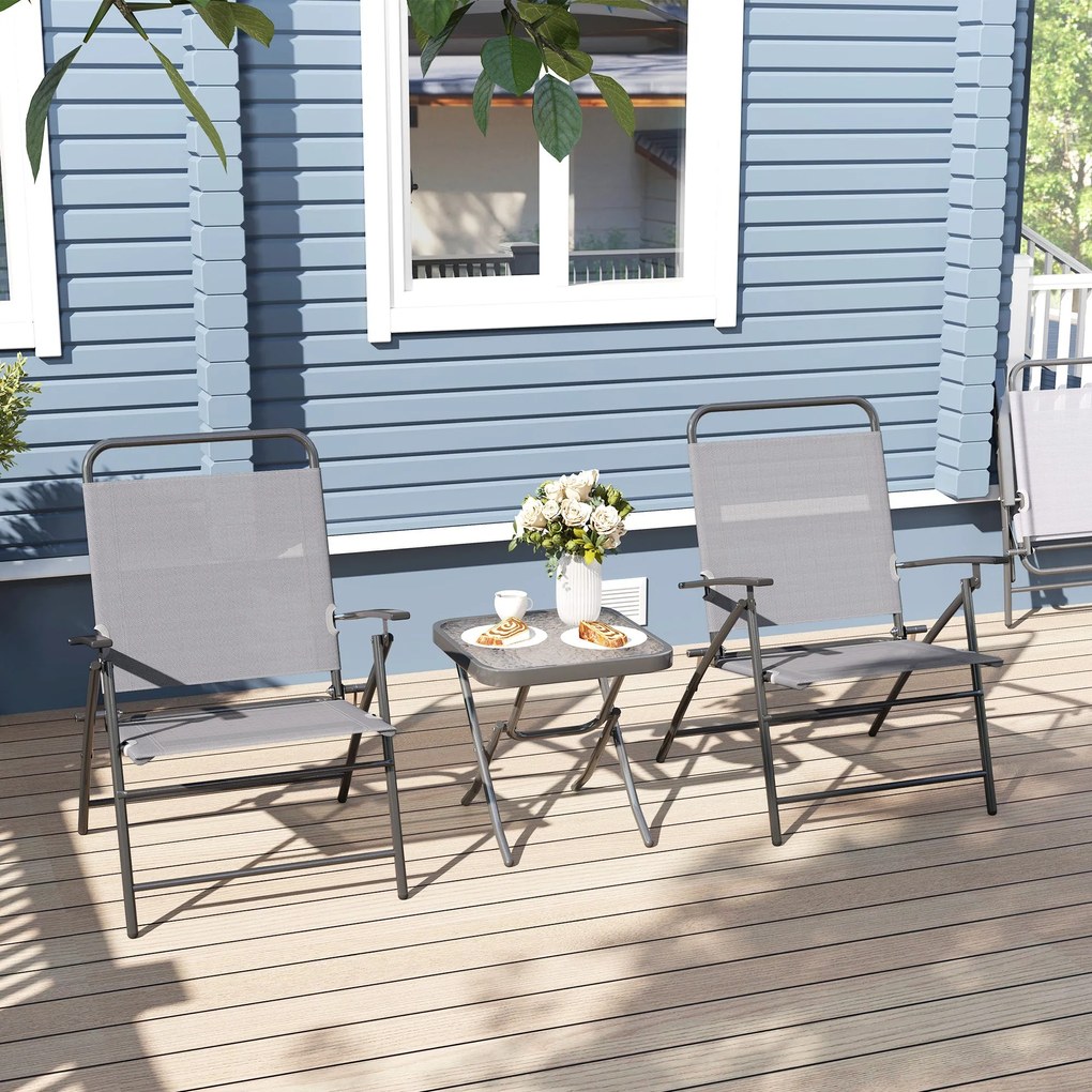 Conjunto de Mesa e Cadeiras de 3 Peças Móveis de Jardim Dobráveis com