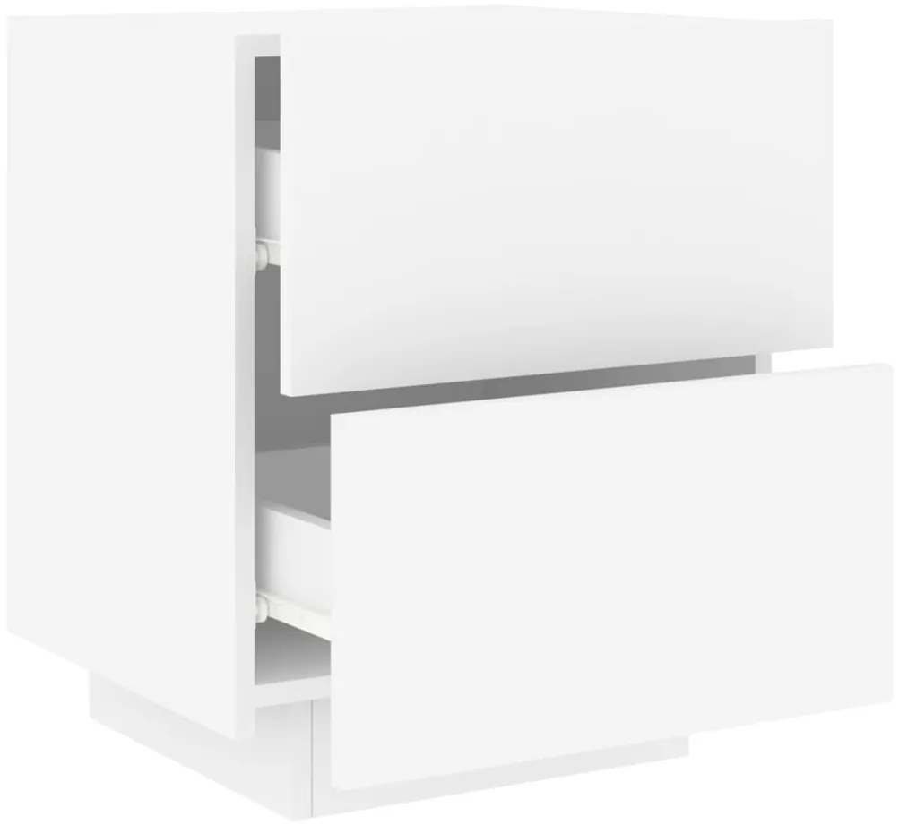 Mesa de cabeceira com luzes LED derivados de madeira branco