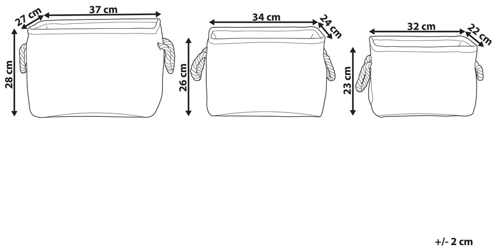 Conjunto de 3 cestos em tecido de poliéster creme e cinzento DARQAB Beliani
