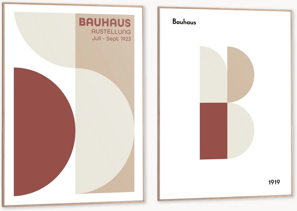 Impressões digitais emolduradas Bauhaus, conjunto de 2