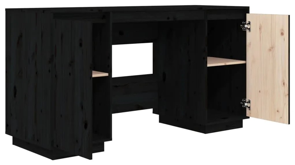 Secretária 140x50x75 cm madeira de pinho maciça preto
