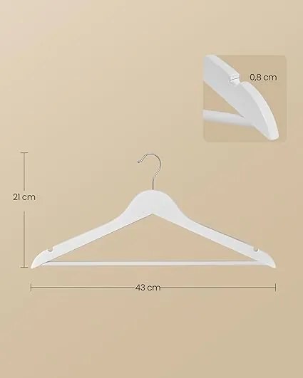Conjunto de 30 cabides de madeira com ganchos giratórios de 360°, branco nuvem