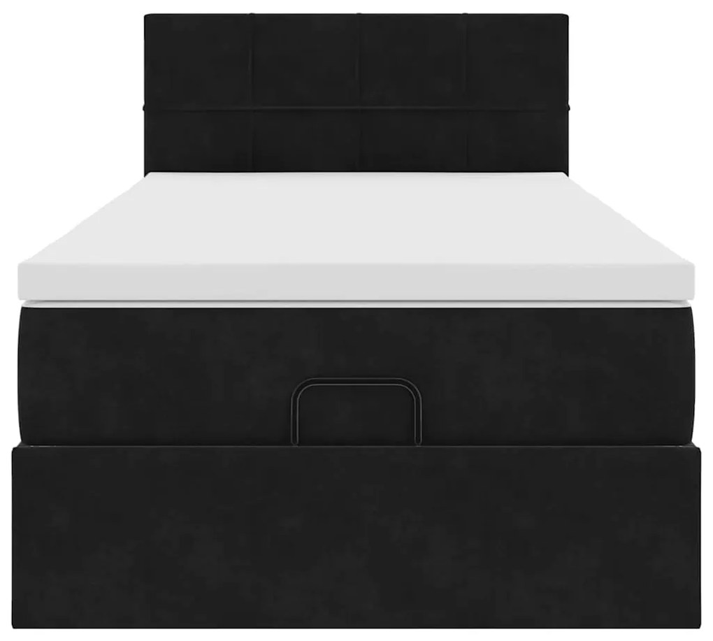Estrutura de cama otomana vidaXL com colchão preto 100x200cm Veludo