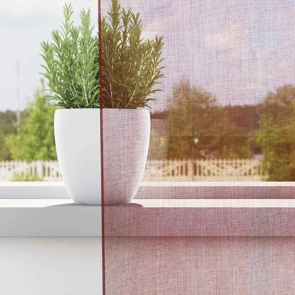Cortinas de voile com ilhós 2 pcs vermelho tinto