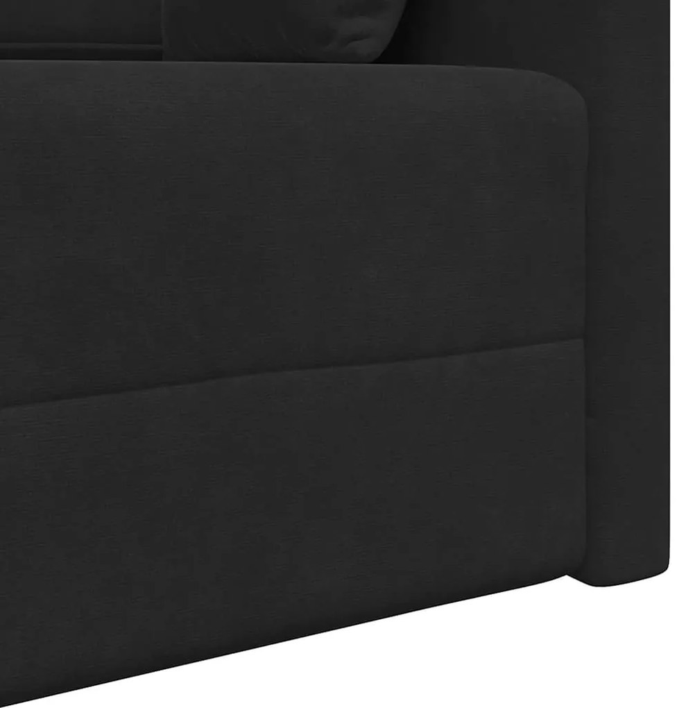Sofá Cama de Piso 2-em-1 Preto 213x144x60 cm Poliéster