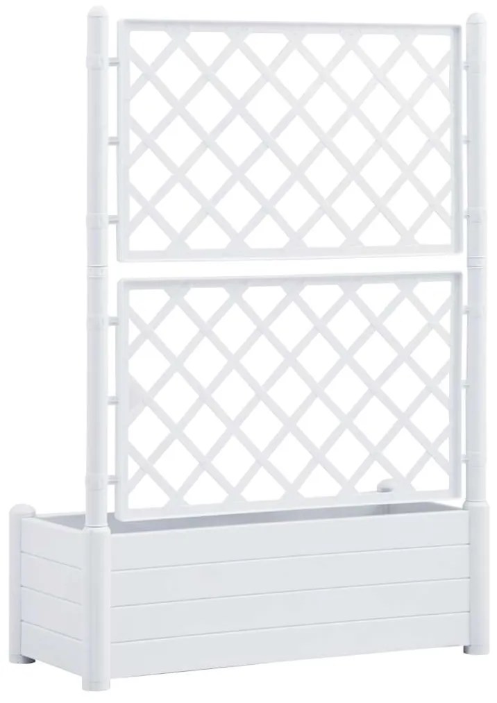 Vaso/floreira de jardim com treliça 100x43x142 cm PP branco