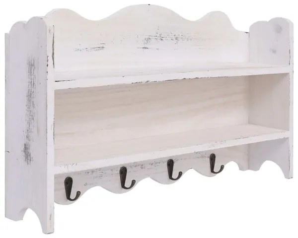 Cabide de Parede 50x10x30 cm Madeira Branco
