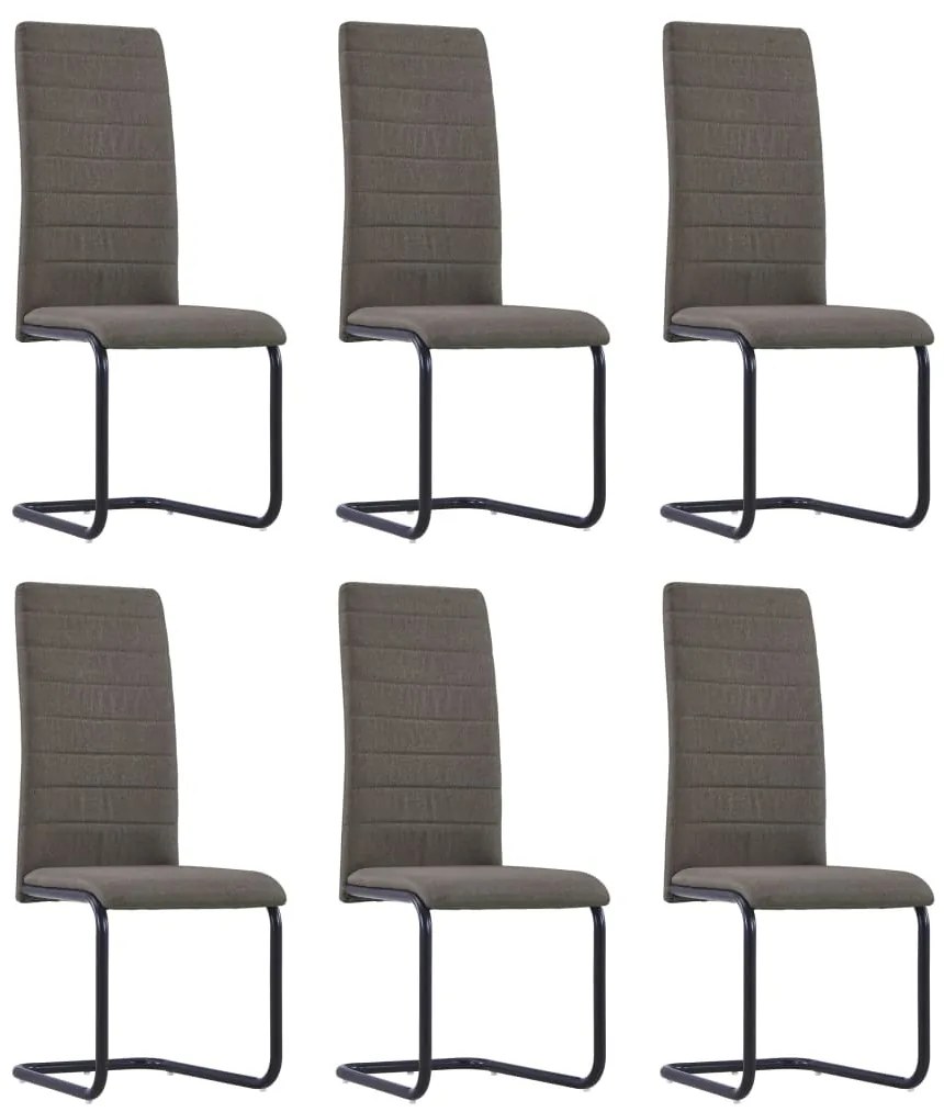 vidaXL Cadeiras de jantar cantilever 6 pcs tecido cinzento-acastanhado