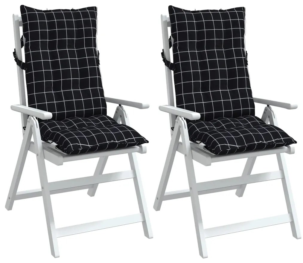 Almofadões cadeira encosto alto 2pcs tecido oxford xadrez preto