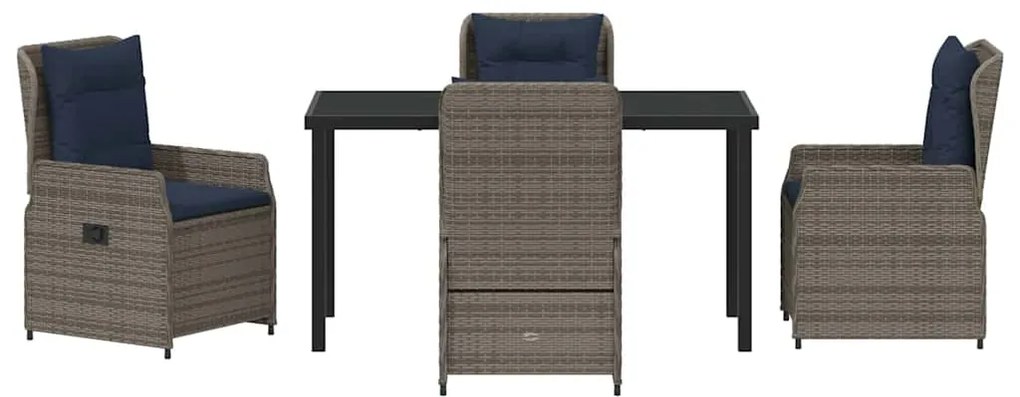 Conjunto de Jantar de Jardim 5 Peças Cinza Rattan de Polietileno