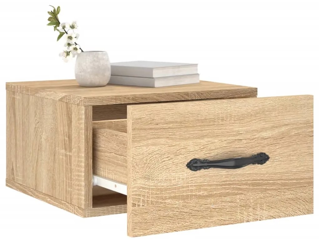 Mesas de cabeceira parede 2 pcs 35x35x20 cm cor carvalho sonoma