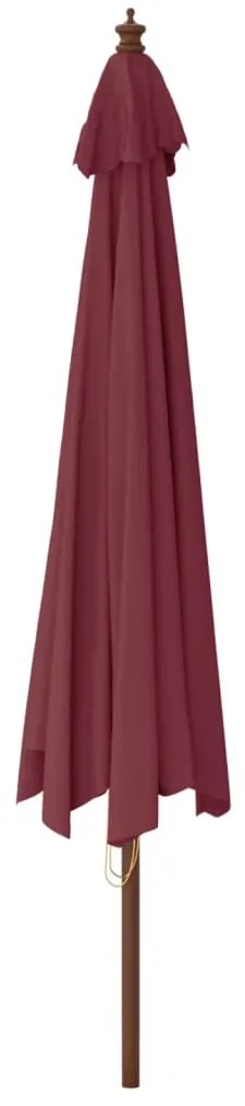Guarda-sol de jardim c/ poste madeira 400x273 cm bordô