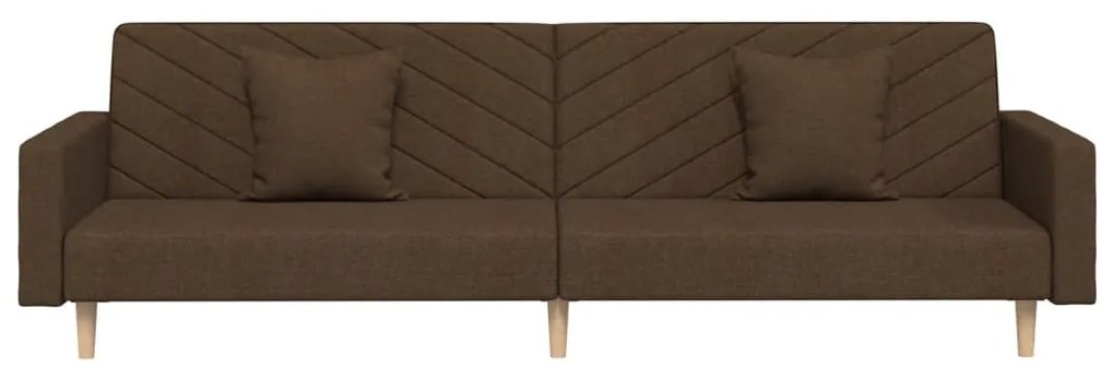 Sofá-cama 2 lugares com duas almofadas tecido castanho