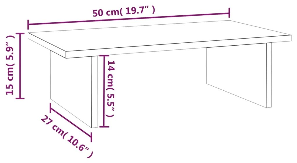 Suporte para monitor 50x27x15 cm madeira de pinho maciça cinza