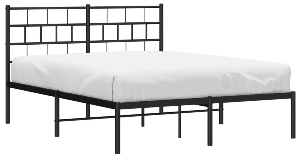 Estrutura de cama com cabeceira 140x200 cm metal preto