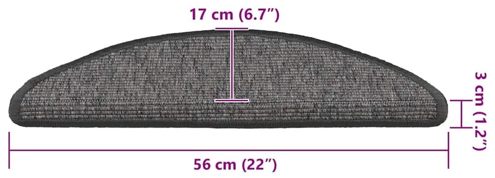 Tapetes de escada adesivos 15 pcs 56x17x3 cm bege e cinzento