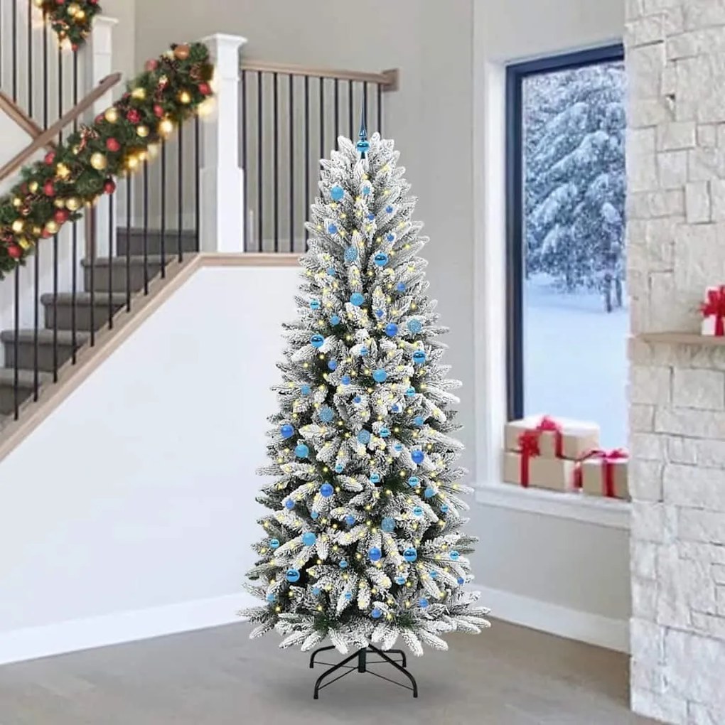 vidaXL Árvore de Natal Artificial com 300 LEDs Branco 240 cm