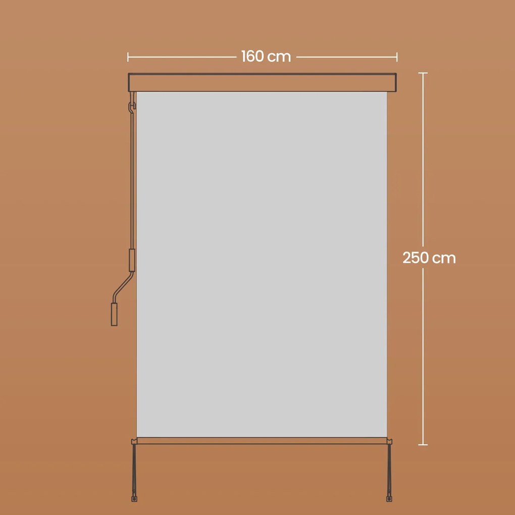 Toldo vertical com revestimento em PU 2,5 x 1,6 m cinzento