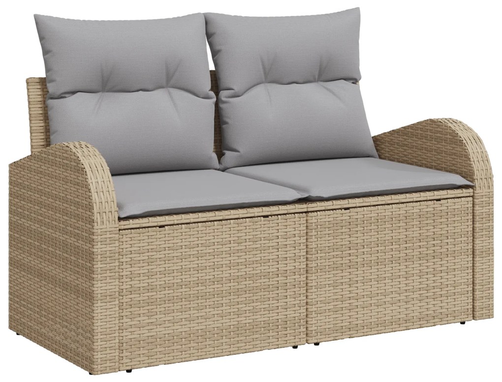 Conjunto de Sofá de Jardim vidaXL de 7 Peças com Almofadas Bege Rattan