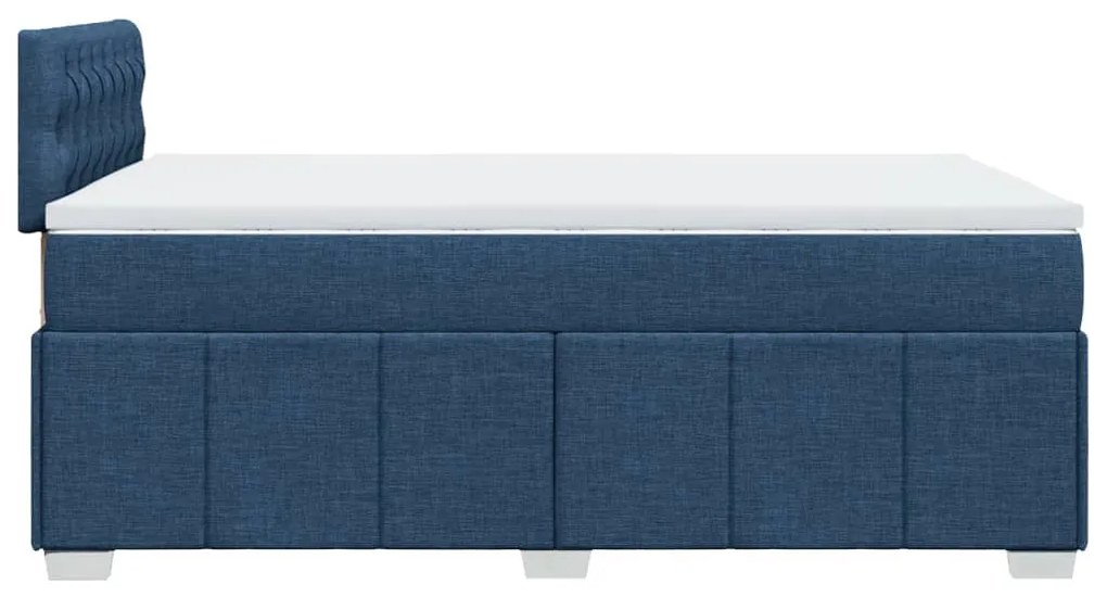 Cama boxspring com colchão 120x190 cm tecido azul