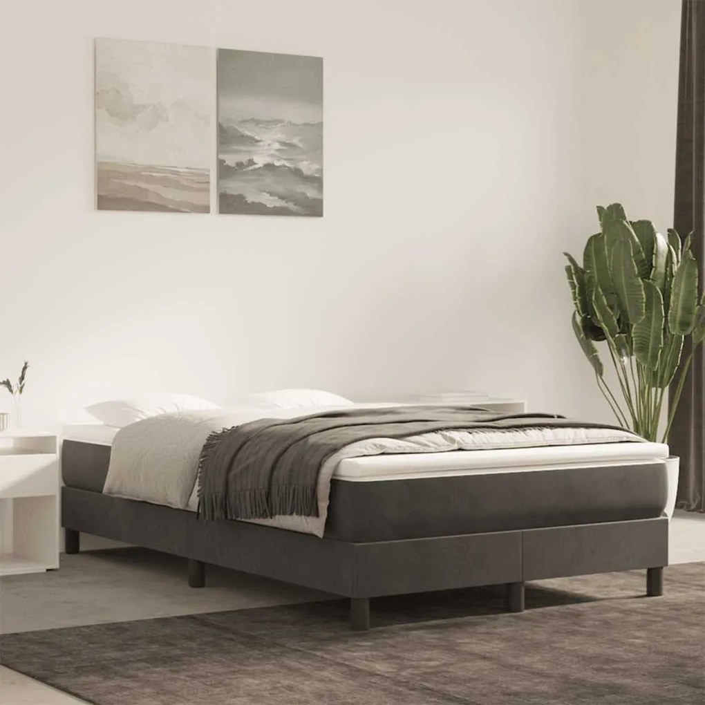 vidaXL Colchão de molas ensacadas 120x220x20 cm veludo cinza-escuro