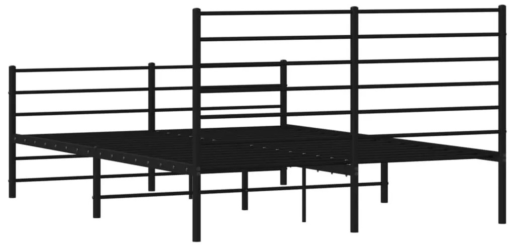 Estrutura de cama com cabeceira e pés 120x200 cm metal preto