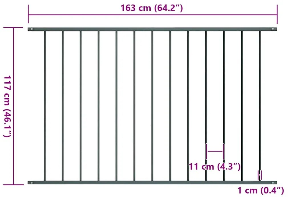 Painel de vedação aço revestido a pó 1,7x1,25 m antracite