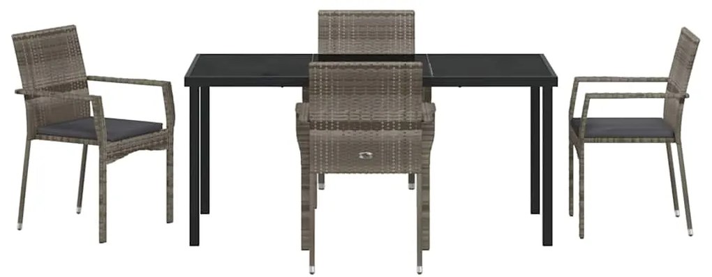 Conjunto de Cadeiras de Jardim de 4 com almofada 5 pcs Cinzeto