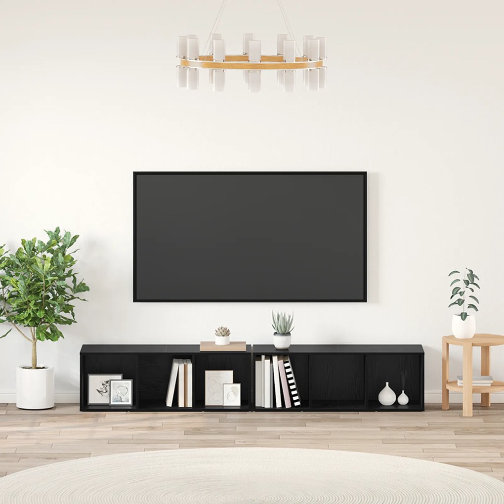 vidaXL Conjunto de móvel de TV 2 pcs Carvalho Preto 37 x 35 x 107 cm