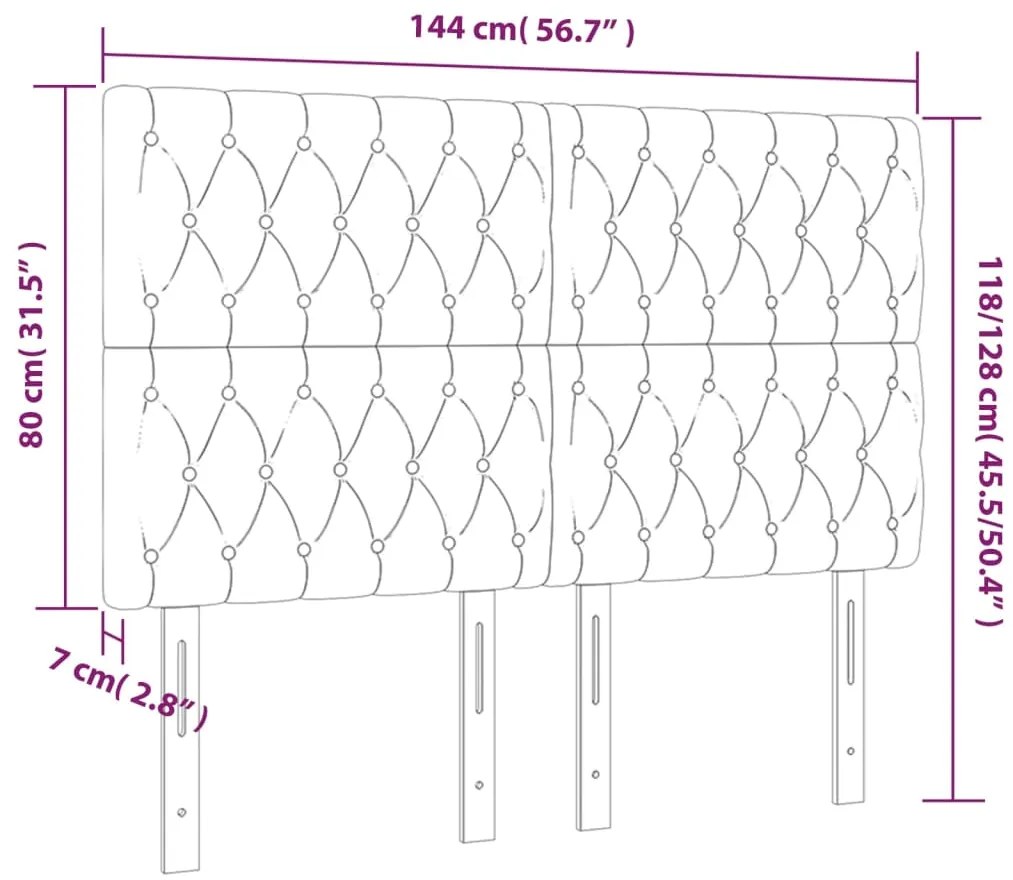 Cabeceira de cama 4 pcs tecido 72x7x78/88 cm cinzento-claro