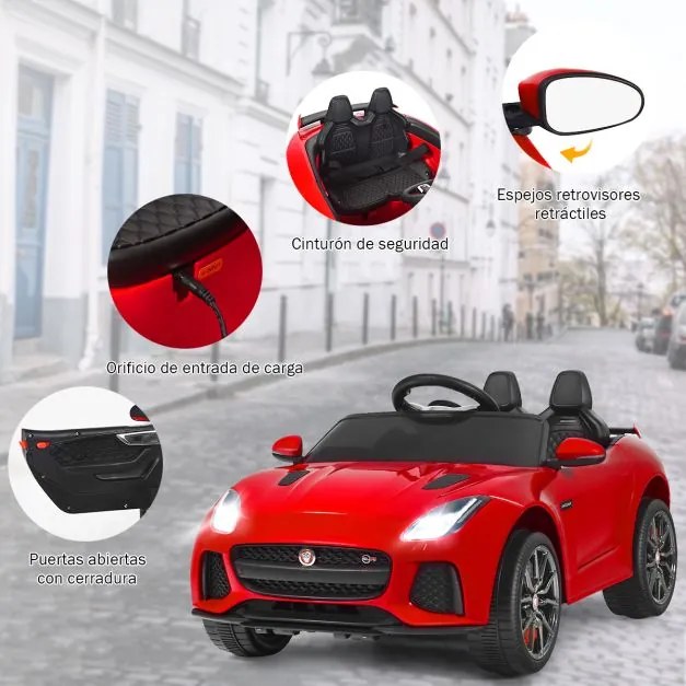 Carro elétrico a bateria para crianças com controlo remoto Música para contar histórias Para a frente e para trás Vermelho
